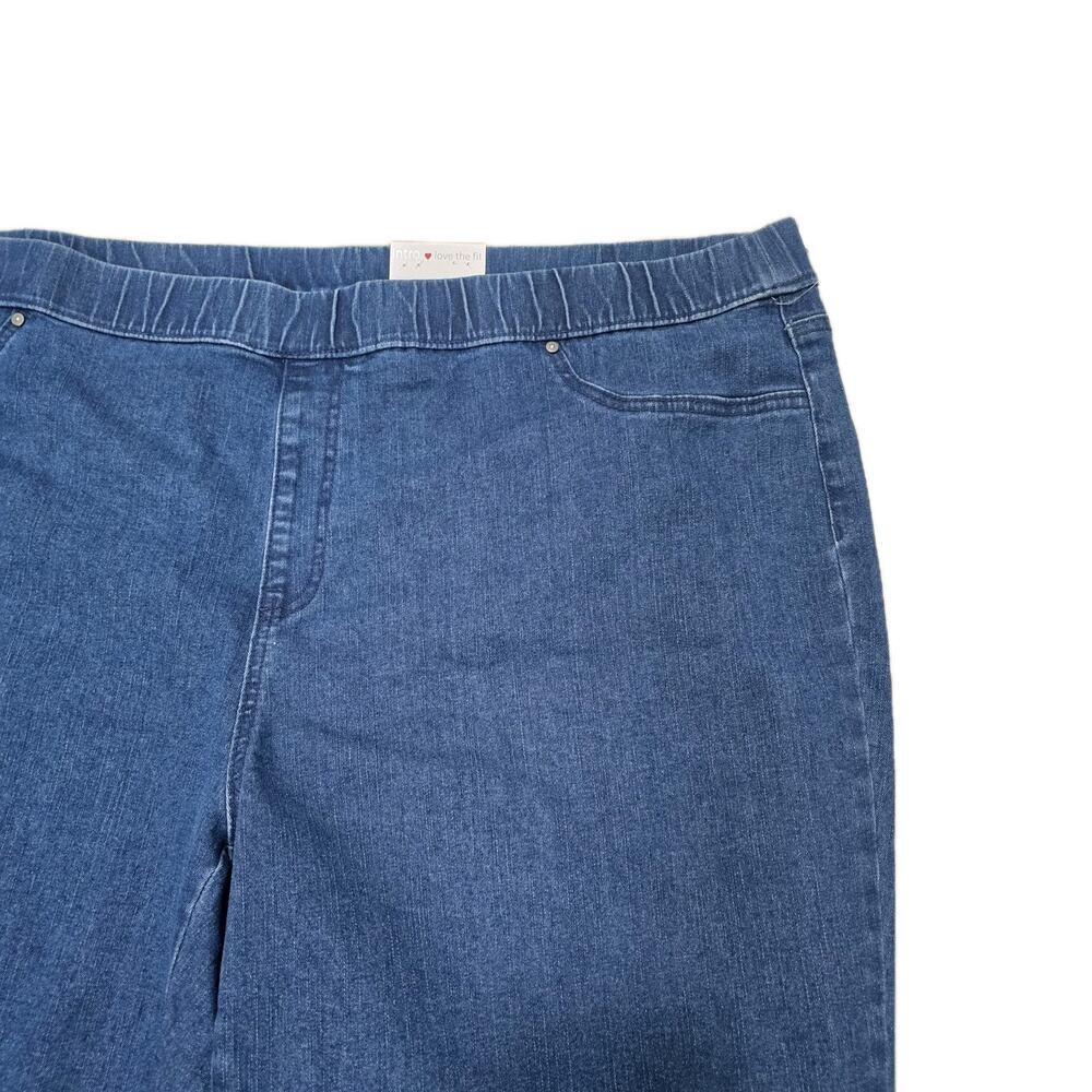 Intro Straight Leg Tulip Eyelet Embroidered Frayed Hem Pull-On Ankle Pants 24W - Picture 2 of 11